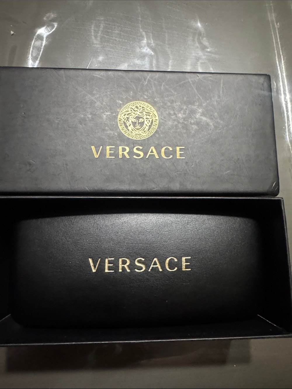 Versace Black and Gold Sunglasses Case